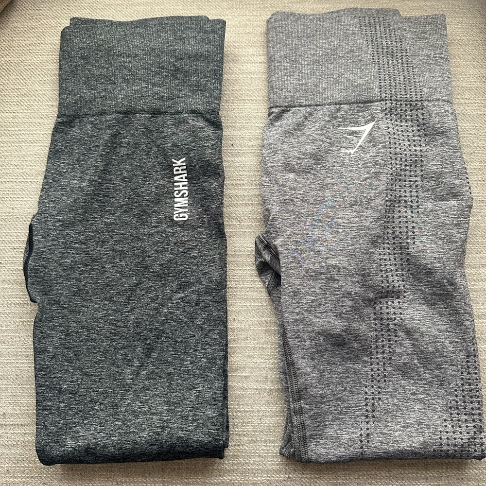 2 Heather Grey Gymshark Gym Shark Lift Contour Seamless Leggings Lot XS